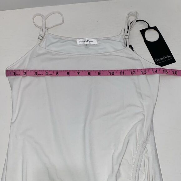 Privacy Please White Lined Side Ruched Bodycon Dress New With Tags Size Small - Picture 7 of 10
